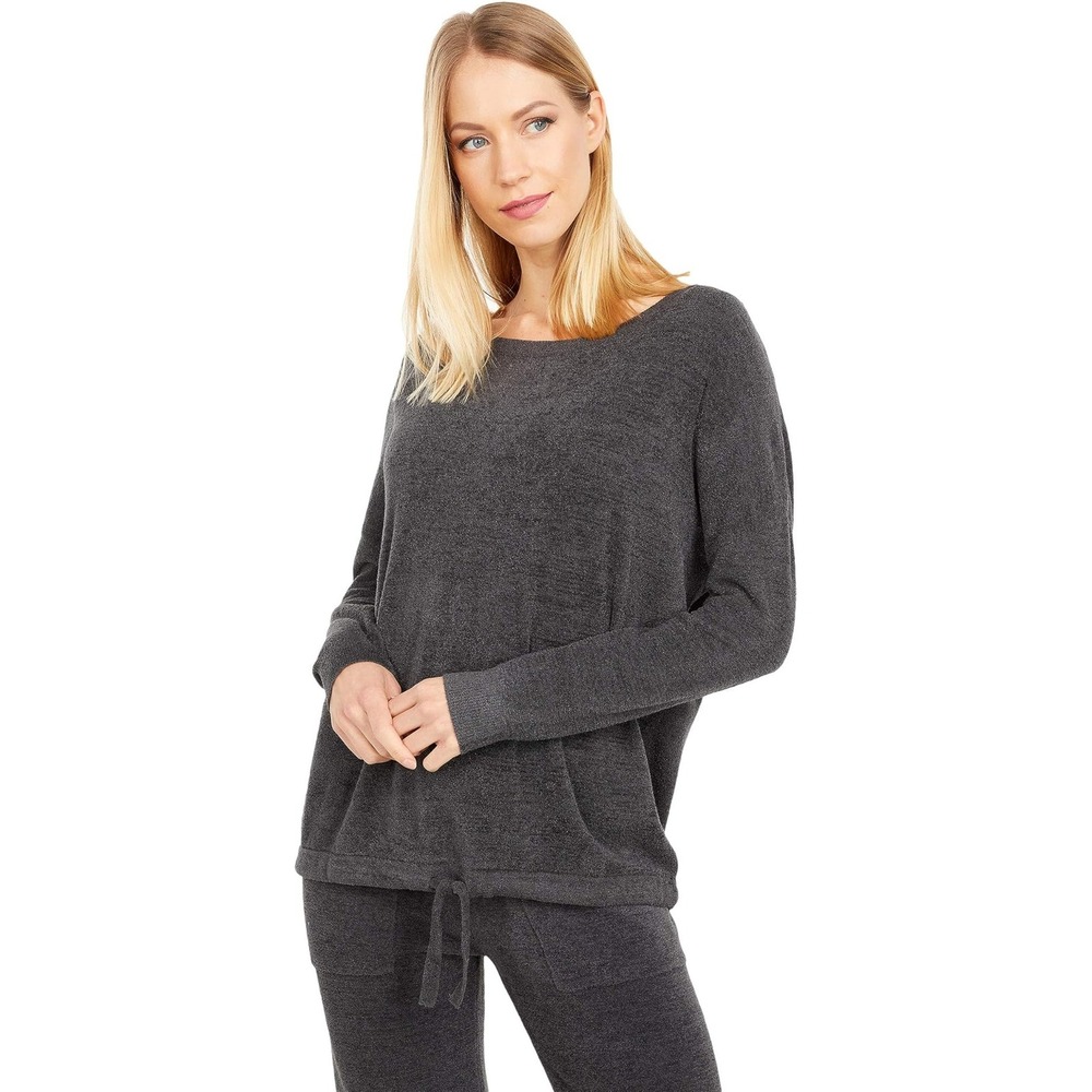 Barefoot Dreams Women's CozyChic Ultra‎ Lite Pullover Top Gray Loungewear Casual